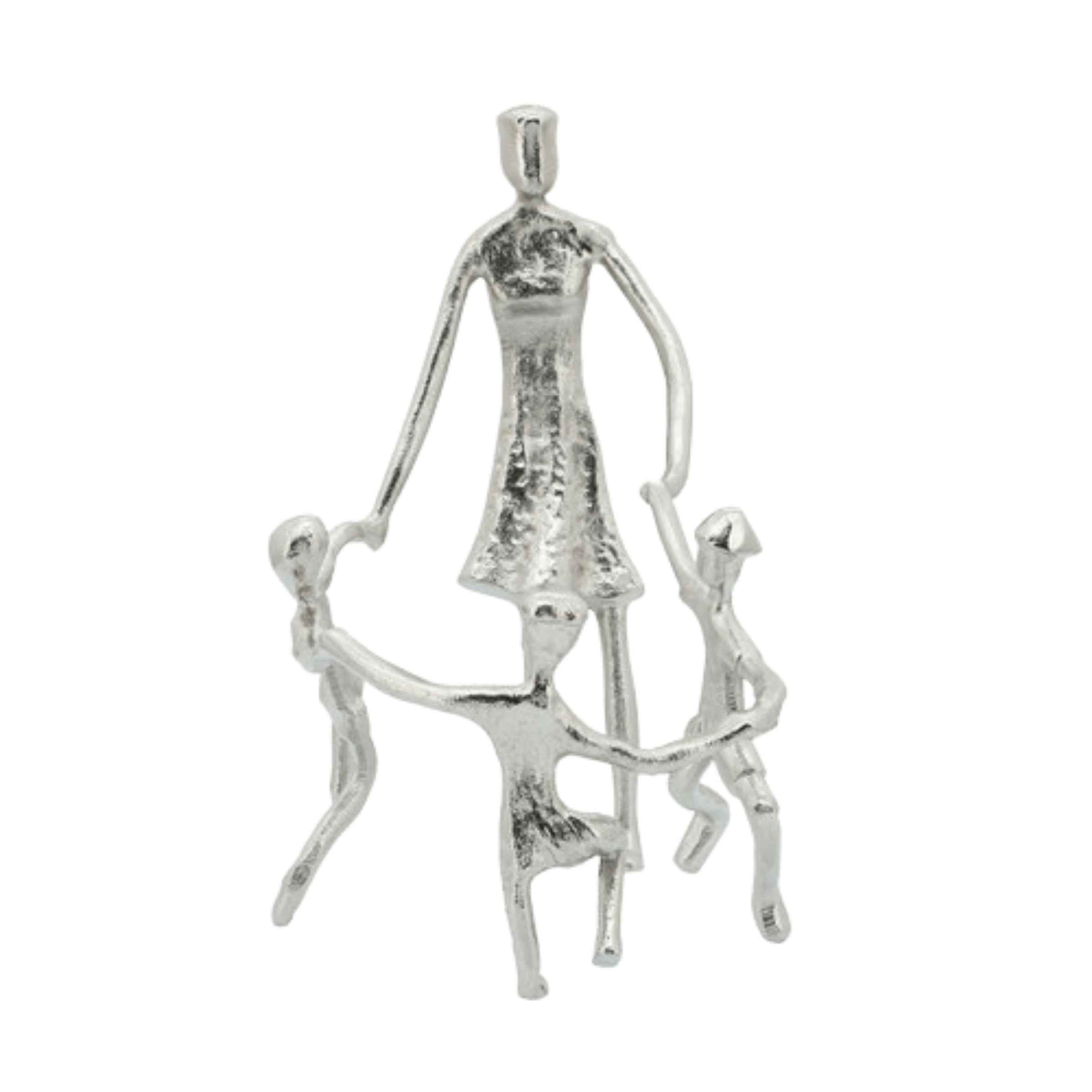 Mother And Kids Metal Sculpture 27 Cm 16181-01