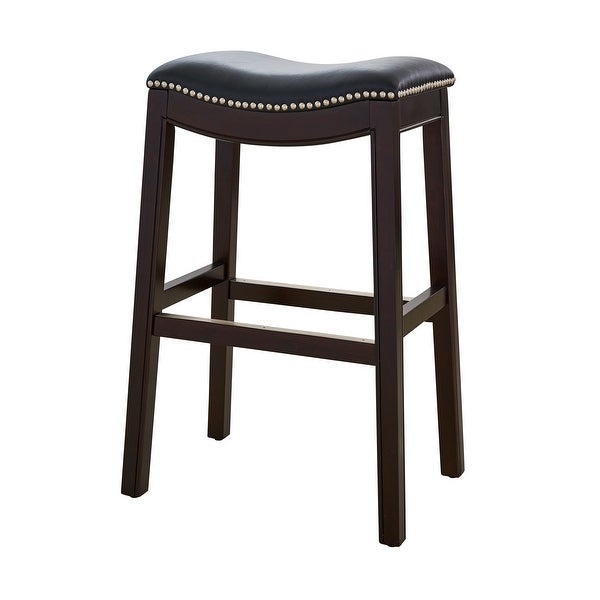 New Ridge Home Goods Julian Barstool with Black Faux Leather Seat