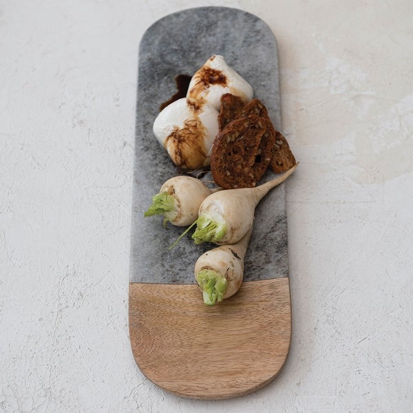 2-Tone Marble and Wood Serving Board - 16.0