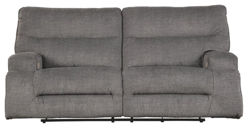 Bowery Hill Contemporary Fabric Gray 2 Seat Power Reclining Sofa   Transitional   Loveseats   by Homesquare  Houzz