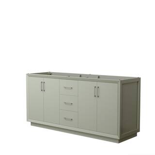 Wyndham Collection Strada 71 in. W x 21.75 in. D x 34.25 in. H Double Bath Vanity Cabinet without Top in Light Green WCF414172DLGCXSXXMXX