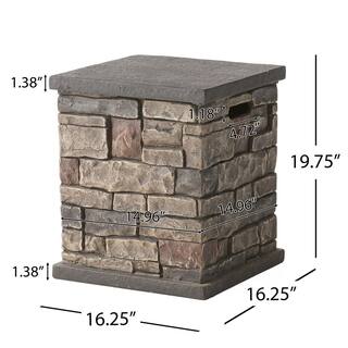 Noble House Chesney 37 in. x 17 in. Octagonal Lightweight Concrete Fire Pit in Mixed Brown 65831