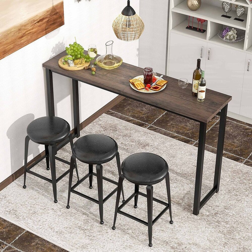 Kitchen counter height dining table with 3 barstools