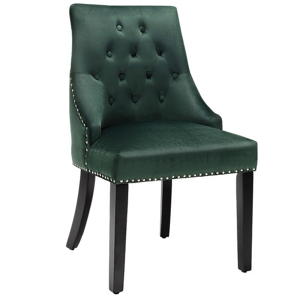 Velvet Dining Chair Upholstered Tufted Armless w/ Nailed Trim and Ring