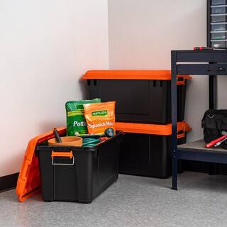 IRIS 82 Qt. WEATHERTIGHT Storage Box Store-It-All Utility Tote in OrangeBlack (3-Pack) 585025