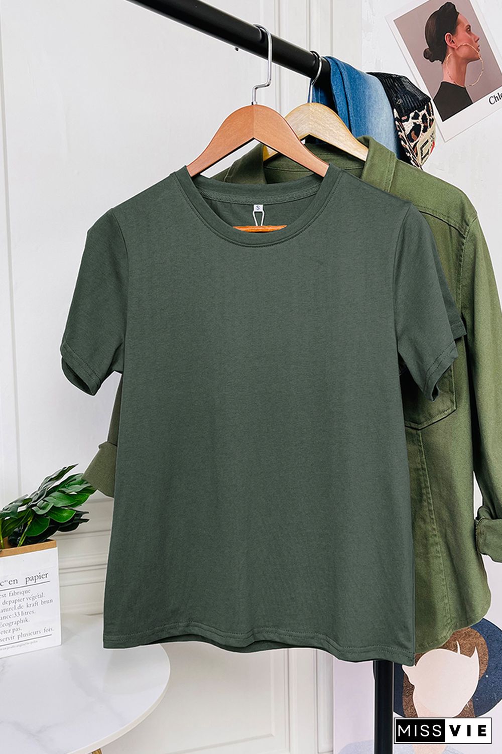 Solid Color O-neck Short Sleeve Tee Wholesale