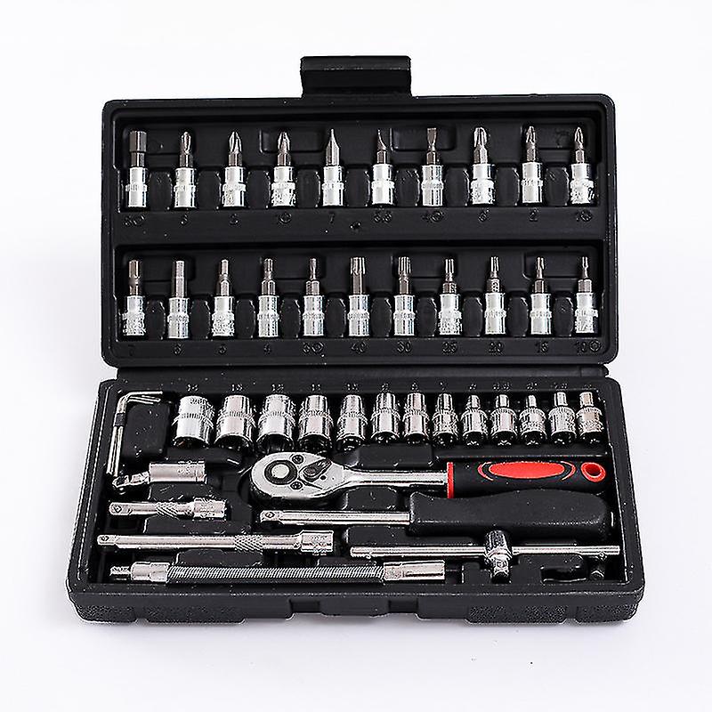 Socket Set F6 '' Chromemat， 46 Piecesblack