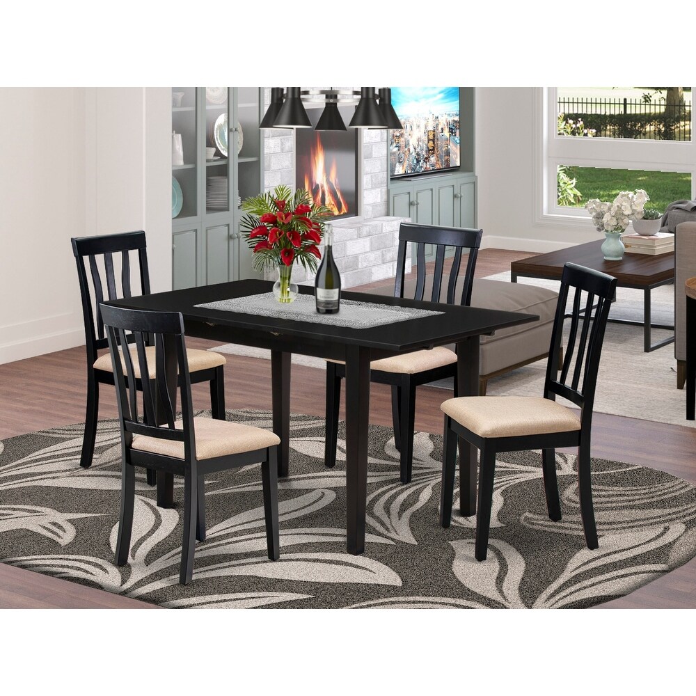 East West Furniture Table Set Includes a Rectangle Dining Room Table and Dining Chairs (Pieces/Finish   Seat Options)