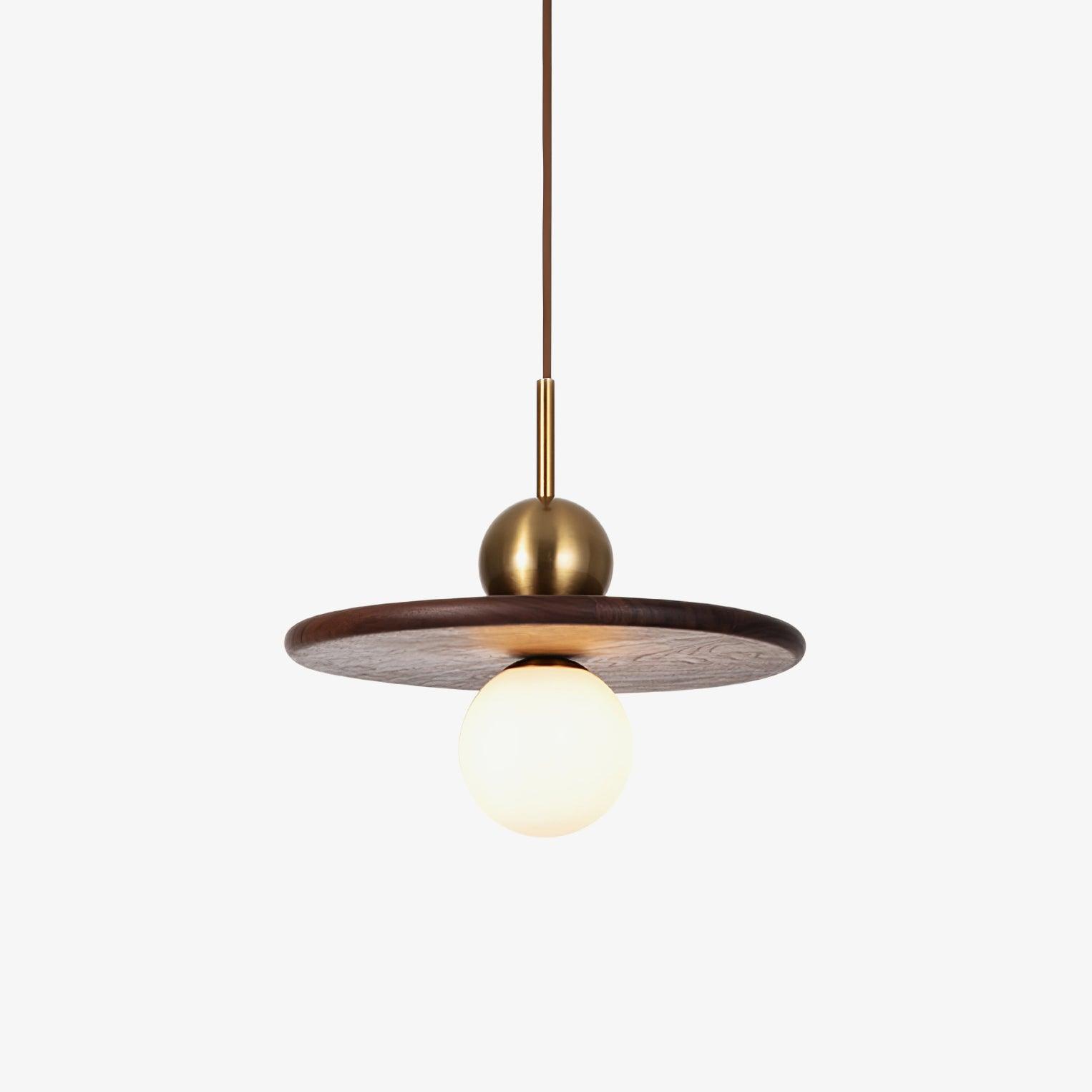 Flying Saucer Walnut Pendant Lamp