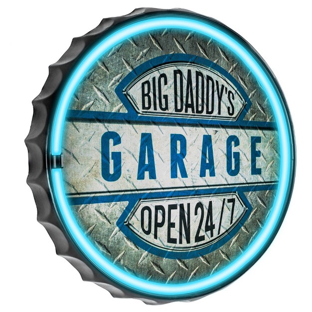 Big Daddy x27 s Garage Led Neon Light Sign Wall Decor Blue silver American Art Decor