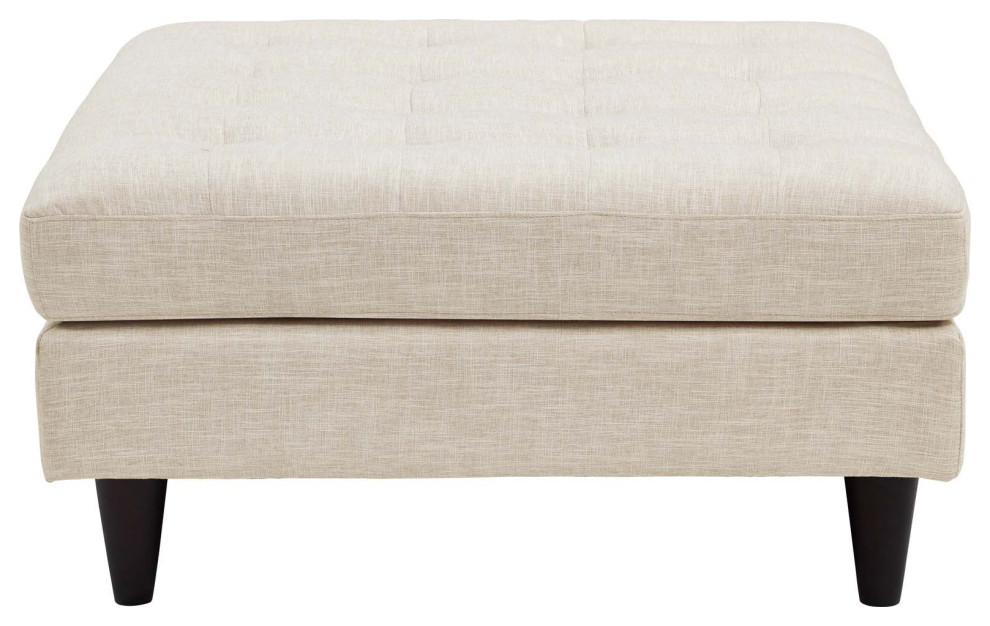 Melanie Beige Upholstered Fabric Large Ottoman   Midcentury   Footstools And Ottomans   by Peachtree Fine Furniture  Houzz