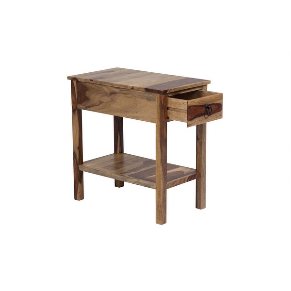 Wanderloot Solid Sheesham Wood Chairside End Table with Drawer