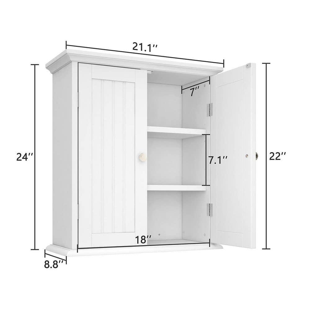 Cubilan 211 in W x 88 in D x 24 in H White Bathroom Over The Toilet Wall Cabinet