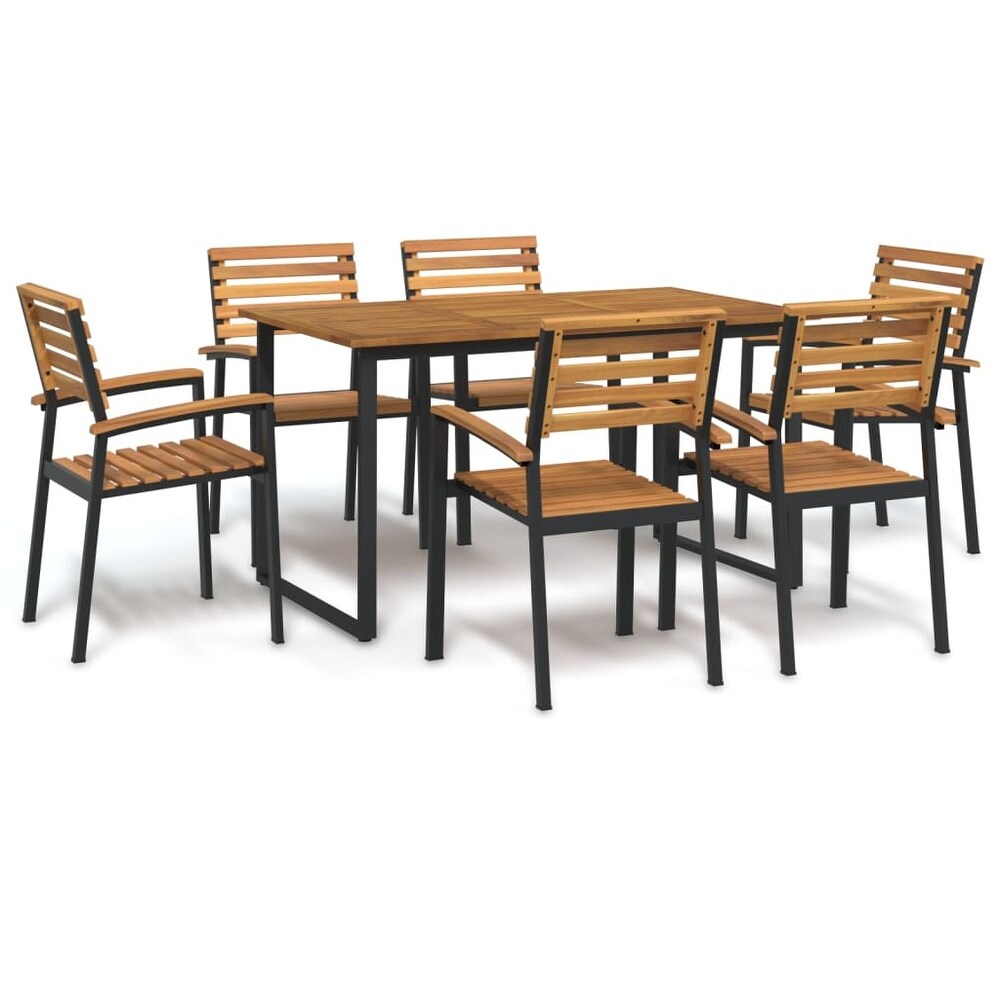 vidaXL Patio Dining Set Outdoor Table and Chair Solid Wood Acacia and Metal