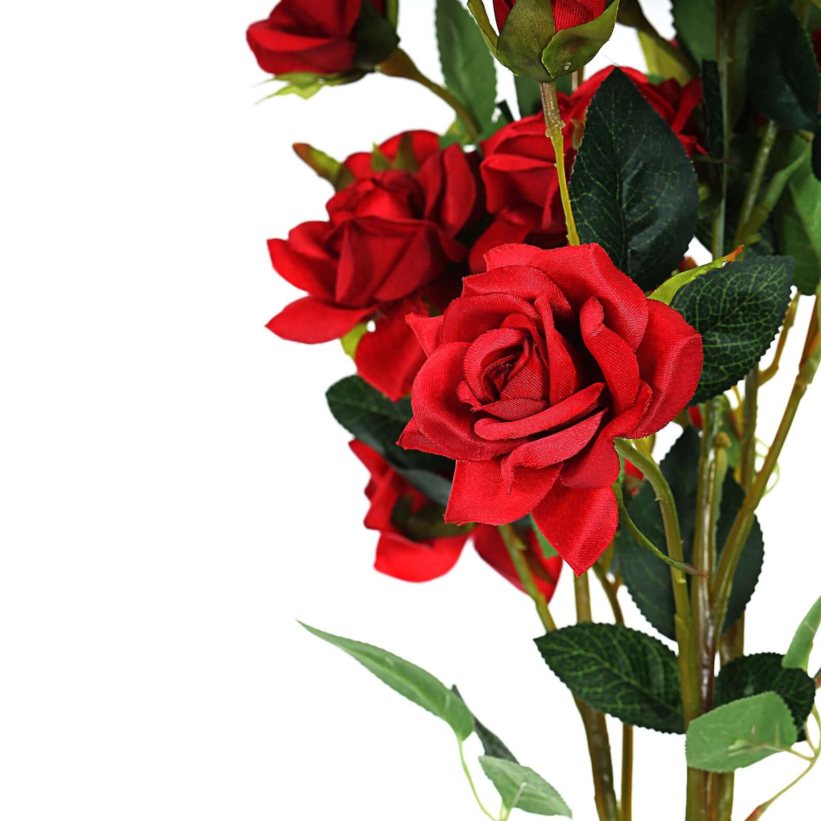 2 Stems Artificial Red Rose Bouquet, Realistic Silk Flower Arrangements 38