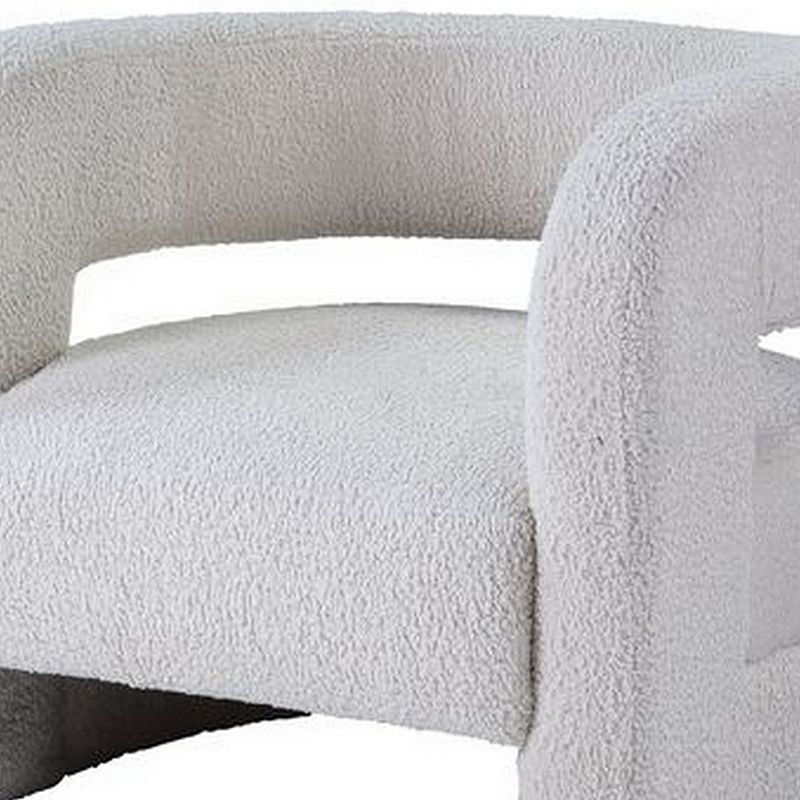 Accent Chair with Fabric Upholstery and Curved Backrest， White