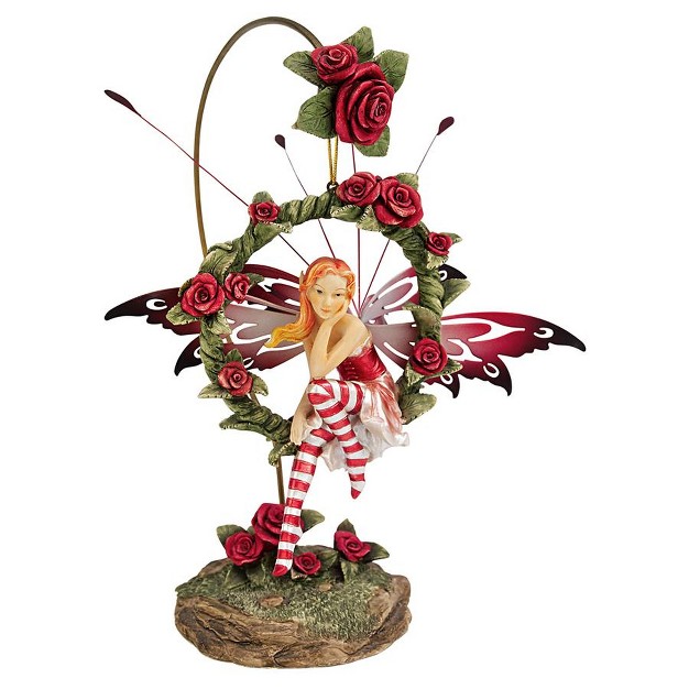 Design Toscano Radiant Rose Dangling Fairy Sculpture With Stand Multicolored