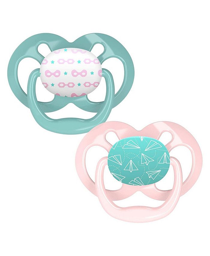 Dr. Browns Advantage Reversible Baby Pacifier， Pink， 2 Pack， 6-18m