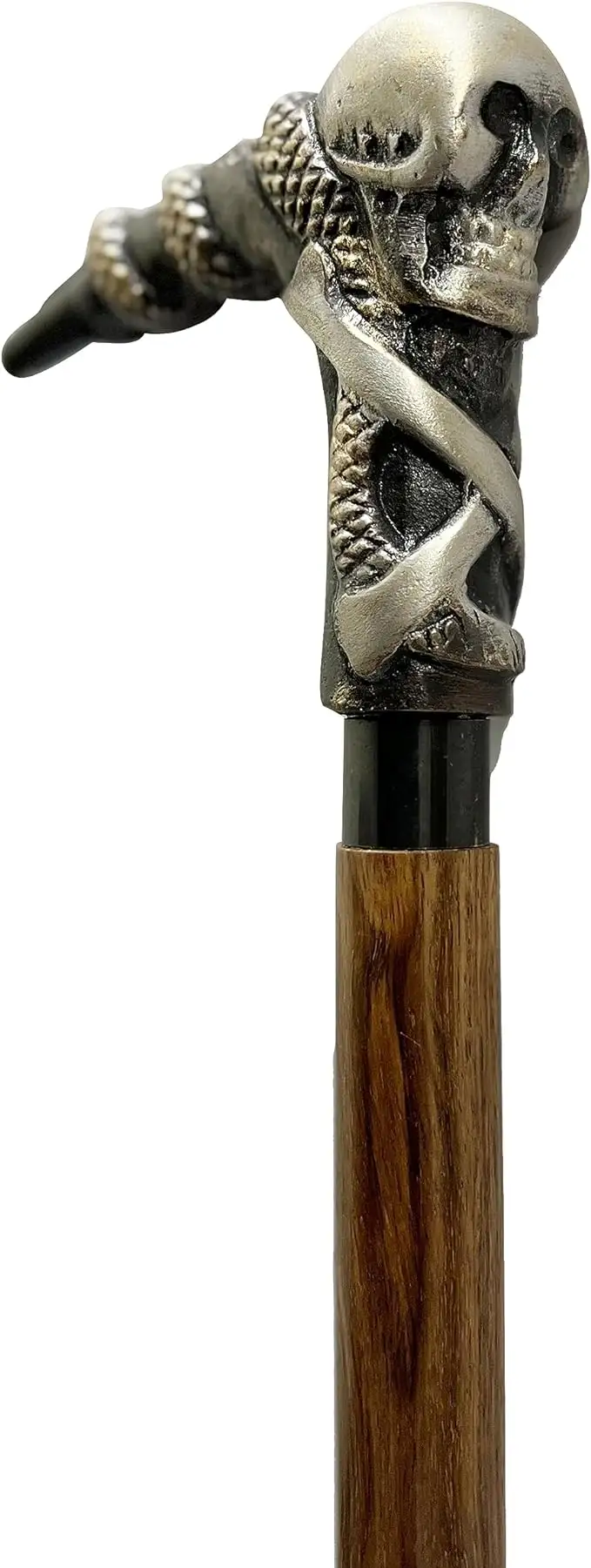 Antique Decorative Unique Skull Handle Brown Natural Wood Cane  for Men   Women  Aluminium Head Unisex Luxury Walking Cane