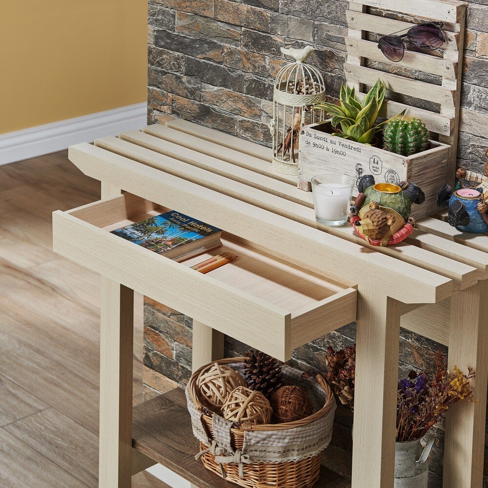 Geer Contemporary Ivory 36 inch 1 Shelf Console Table by Furniture of America