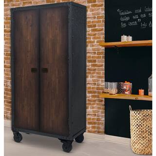 DURAMAX 36 in. Industrial Black Metal with Wood Free Standing Cabinet with Wheels 68010