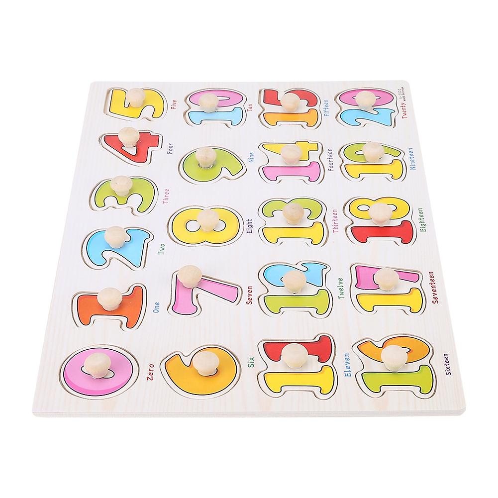 Wooden Cognitive Knob Puzzle Kids Educational Learning Toy With Hand Grip(number)