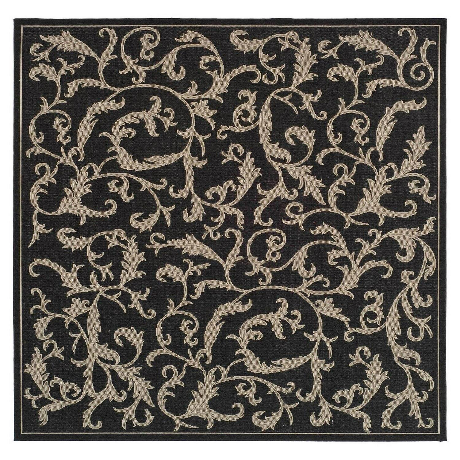 SAFAVIEH Courtyard Kevin Floral Indoor/Outdoor Area Rug Natural/Brown， 710 x 710 Square