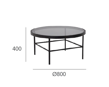 CASHEL Round Coffee Table 80cm - Smoke & Black