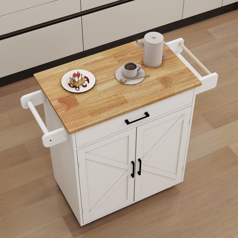 Kitchen Island Rolling Trolley Cart with Adjustable Shelves