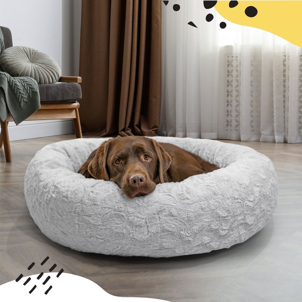 Best Friends by Sheri Calming Lux Fur Donut Cuddler Bolster Cat and Dog Bed