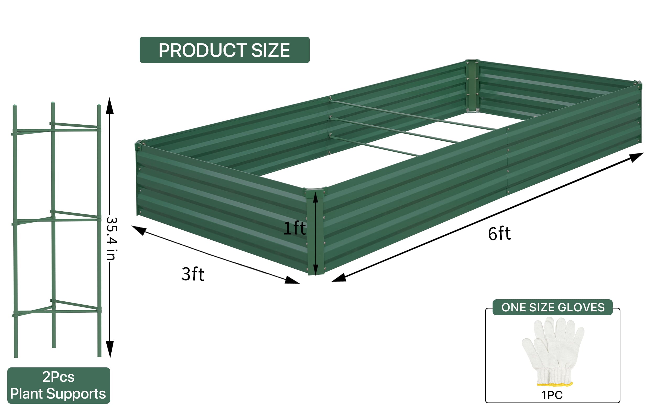 Galvanized Raised Garden Bed 72x36x12 in Rust-Resistant Metal Planter Box for Outdoor Gardening Large Elevated Container for Vegetables Flowers Herbs fruit tree seedlings Deep Garden Bed Green