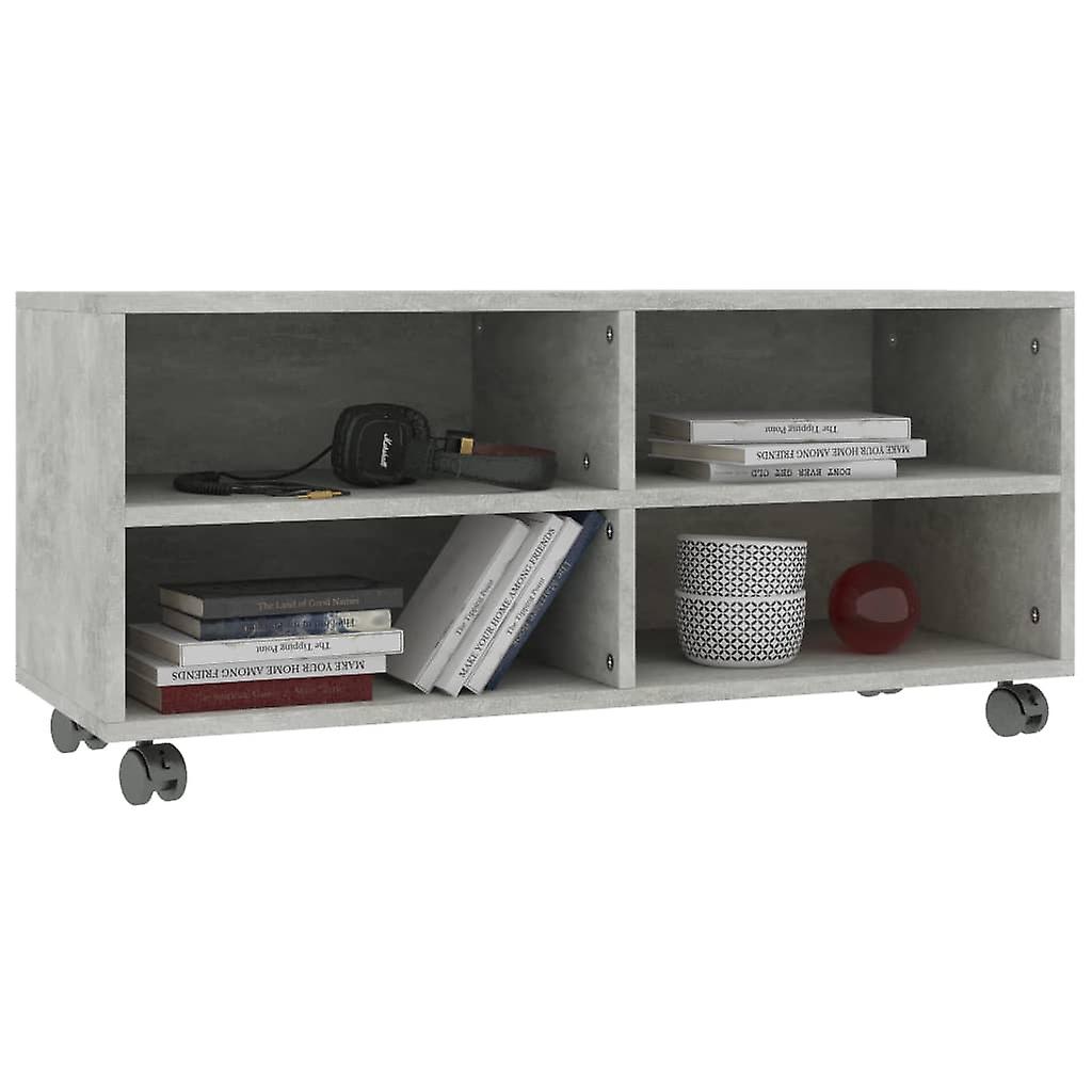 Tv Cabinet With Castors Concrete Grey 90x35x35 Cm Engineered Wood