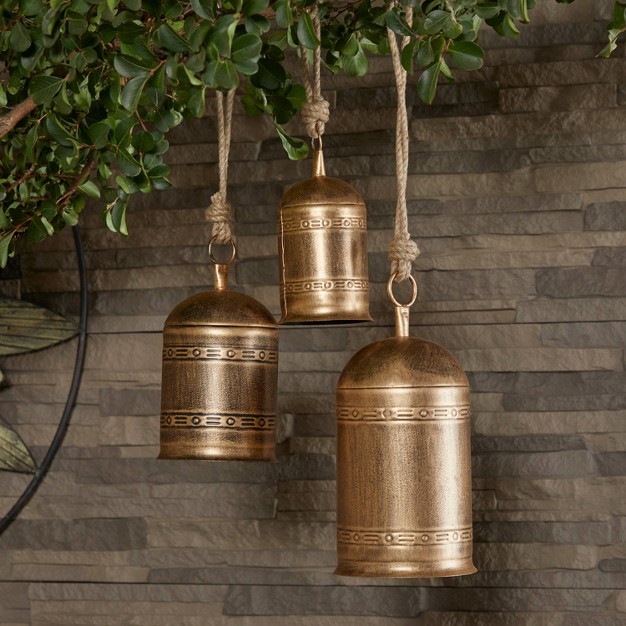 Set Of 3 Metal Bohemian Bell Olivia amp May