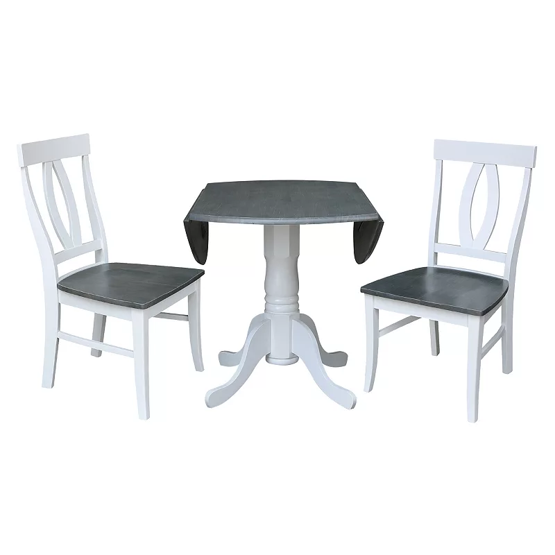 International Concepts Dual Drop Leaf Dining Table and Chair 3-piece Set