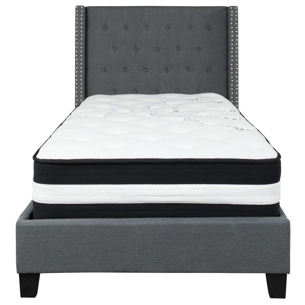 Tufted Upholstered Platform Bed with Pocket Spring Mattress