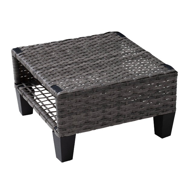 2pk Iron Outdoor Ottomans With Removable Cushions Gray Crestlive Products