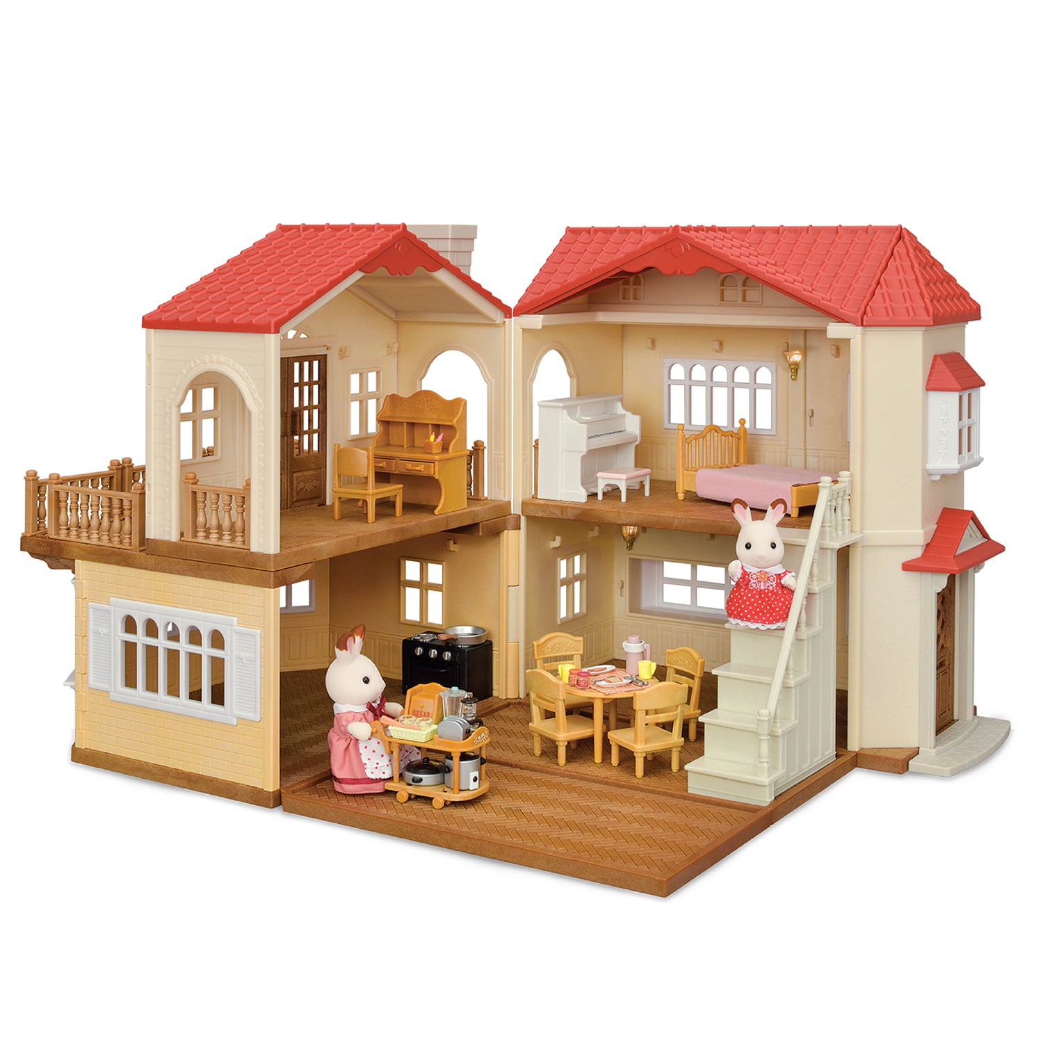 Calico Critters Red Roof Country Home, Dollhouse Playset with Figures, Furniture and Accessories