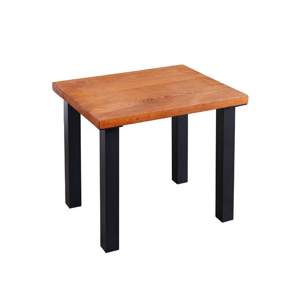 PIPE DECOR Solid Wood End Table Top with (4) Matte Black Metal Legs