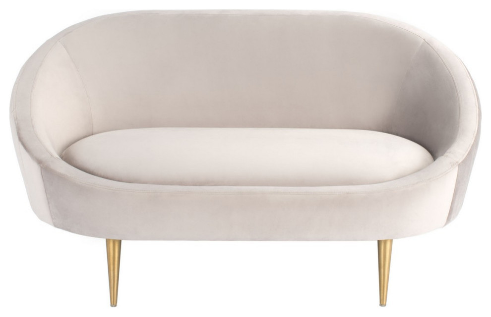 Henney Channel Tufted Tub Loveseat Pale Taupe/Gold   Modern   Loveseats   by Virgil Stanis Design  Houzz