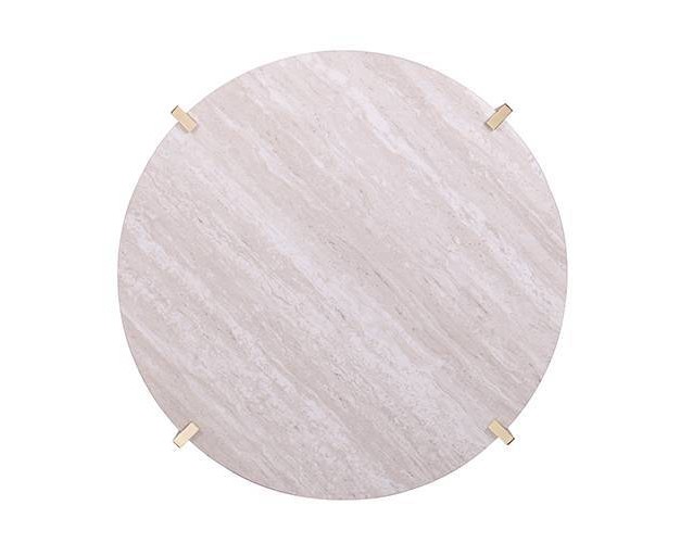 Amelia Round Faux Marble Cocktail Table Brass Aiden Lane