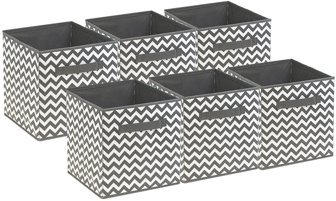 Sorbus Foldable Storage Cube Basket Bin, 6pk, Chevron Pattern