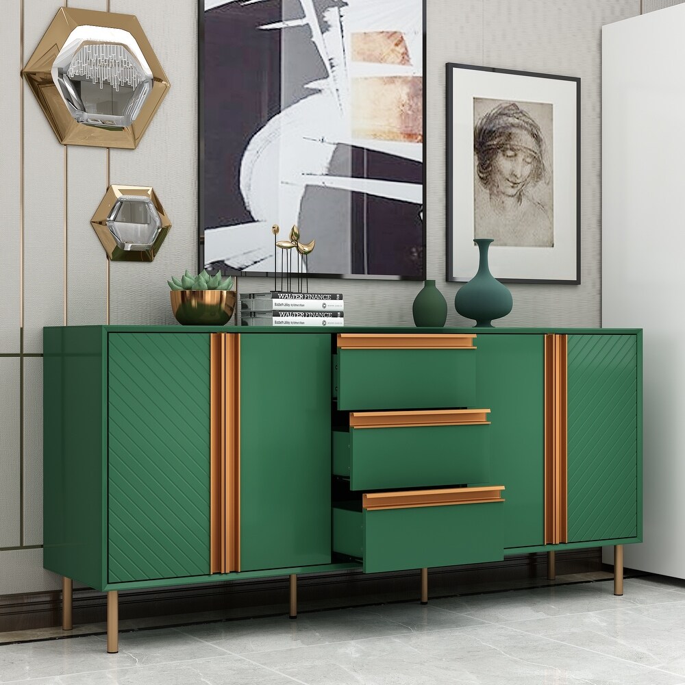 Sideboard Buffet Cabinet with Doors and Adjustable Shelf Emerald green   63\