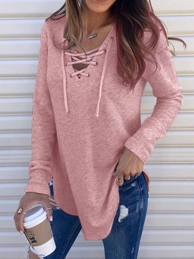 Letter Print V-Neck T-Shirt