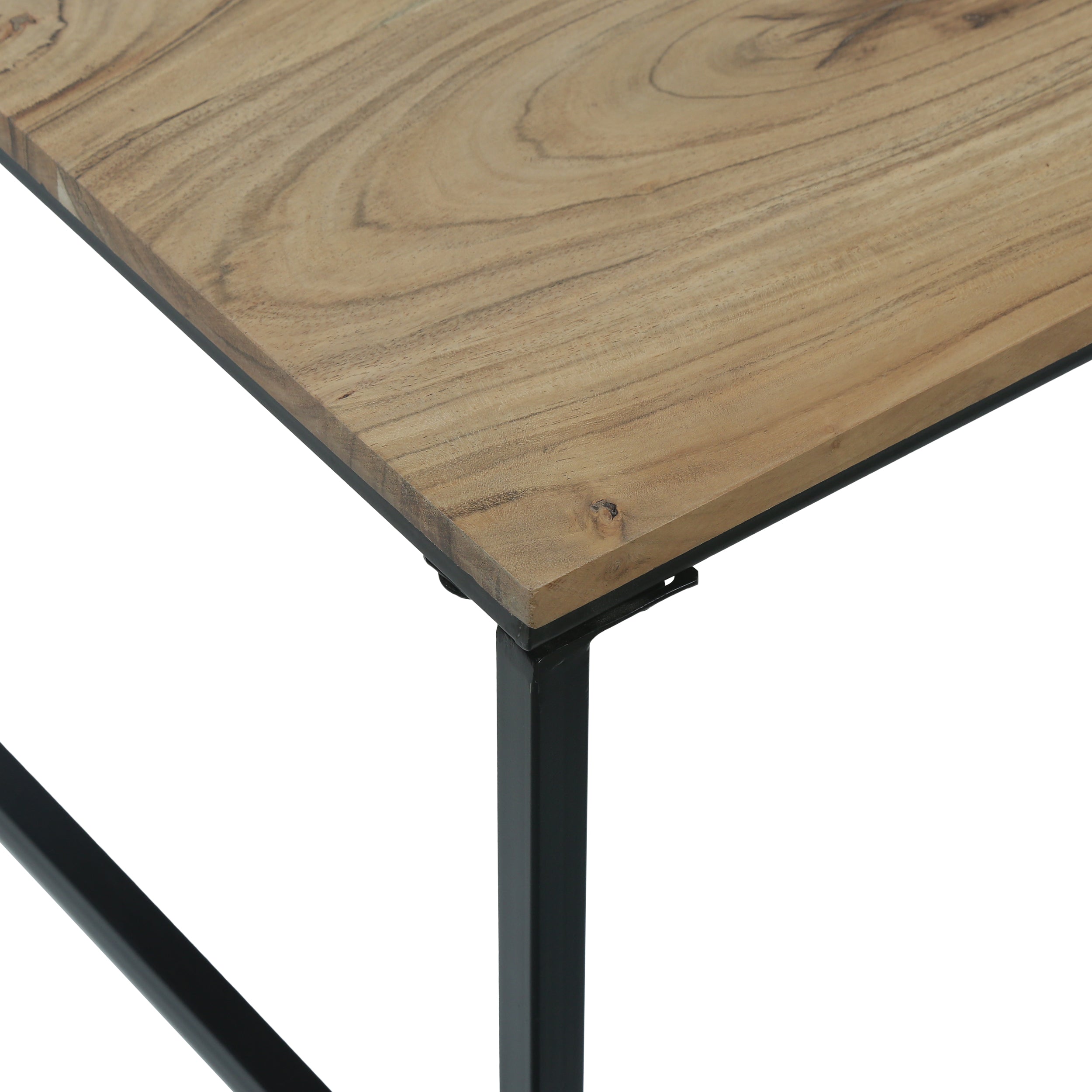 Froid Modern Industrial Handcrafted Acacia Wood Coffee Table, Natural and Black