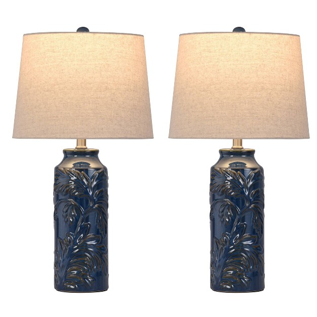 Set Of 2 Cloverfield Ceramic Table Lamps Navy Blue Stylecraft