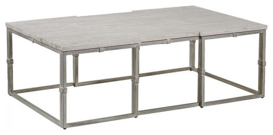 Alden Coffee Table  Light Grey  Brushed Silver  52 quotW (SCH 151015 8021UC7)   Farmhouse   Coffee Tables   by GABBY  Houzz