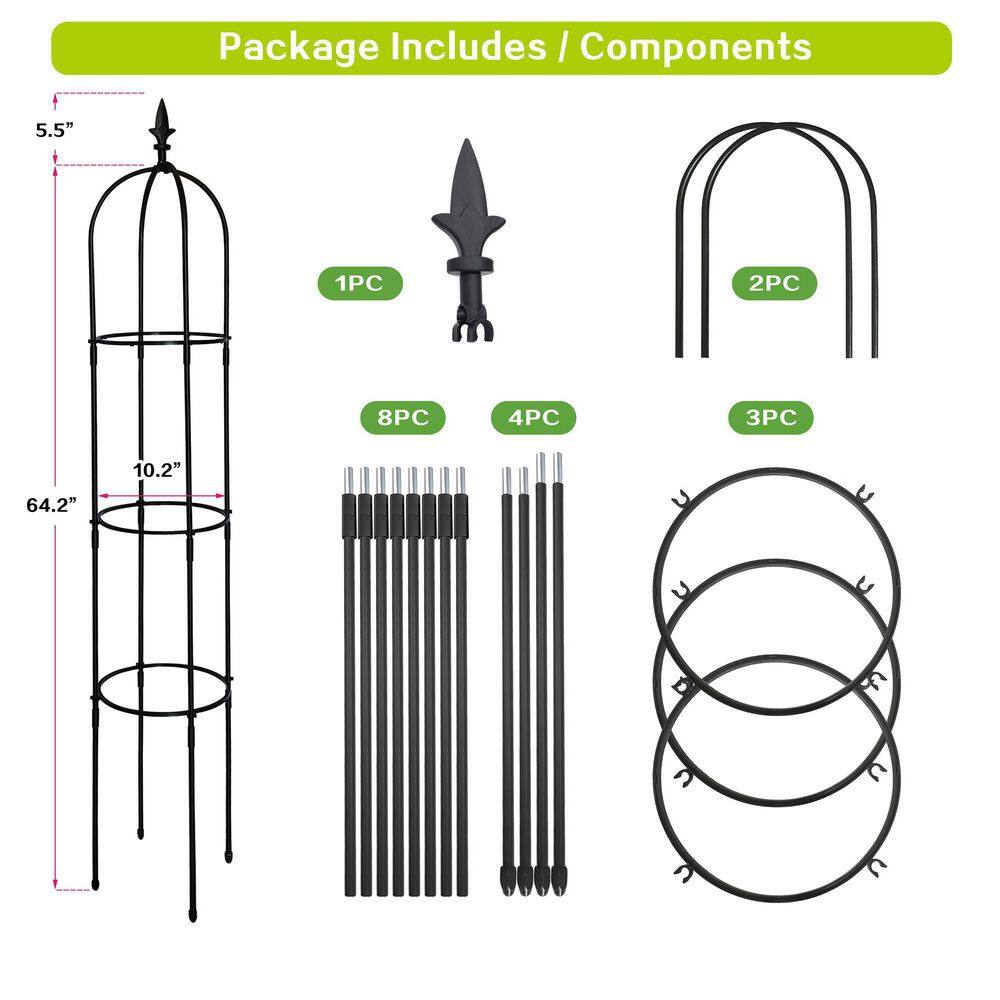 Cisvio 6.2 ft. Garden Obelisk Trellis Lightweight Rustproof Plastic Coated Metal Tall Tower Trellis Stand D0102HIRKVA