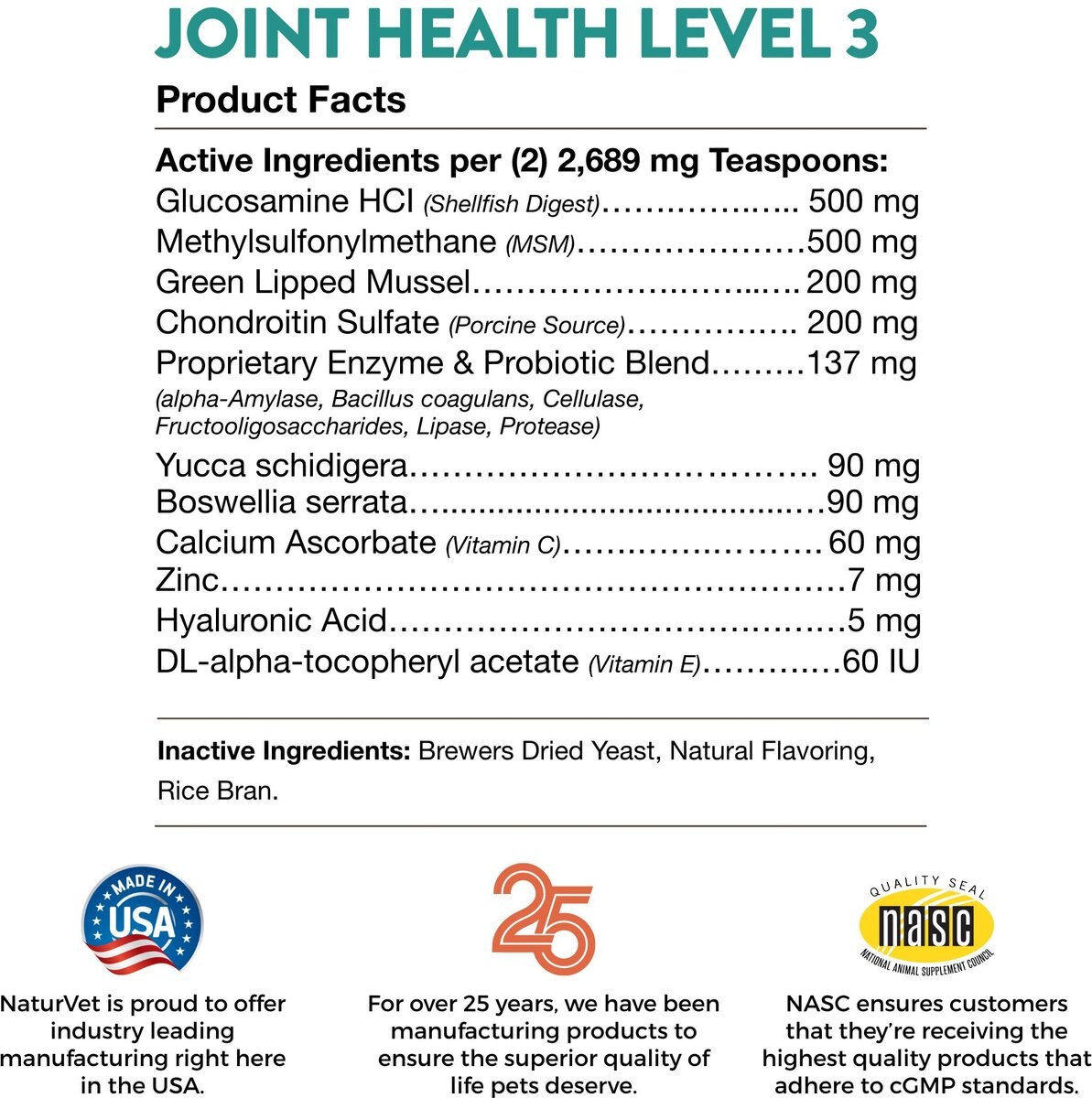 NaturVet Joint Health Advanced Care Powder Joint Supplement for Cats and Dogs