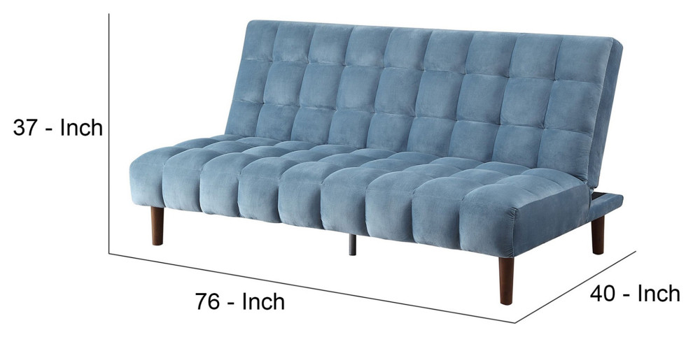 Benzara BM250590 Adjustable Sofa With Geometric Tufting/Wooden Legs  Teal Blue   Midcentury   Sofas   by Uber Bazaar  Houzz