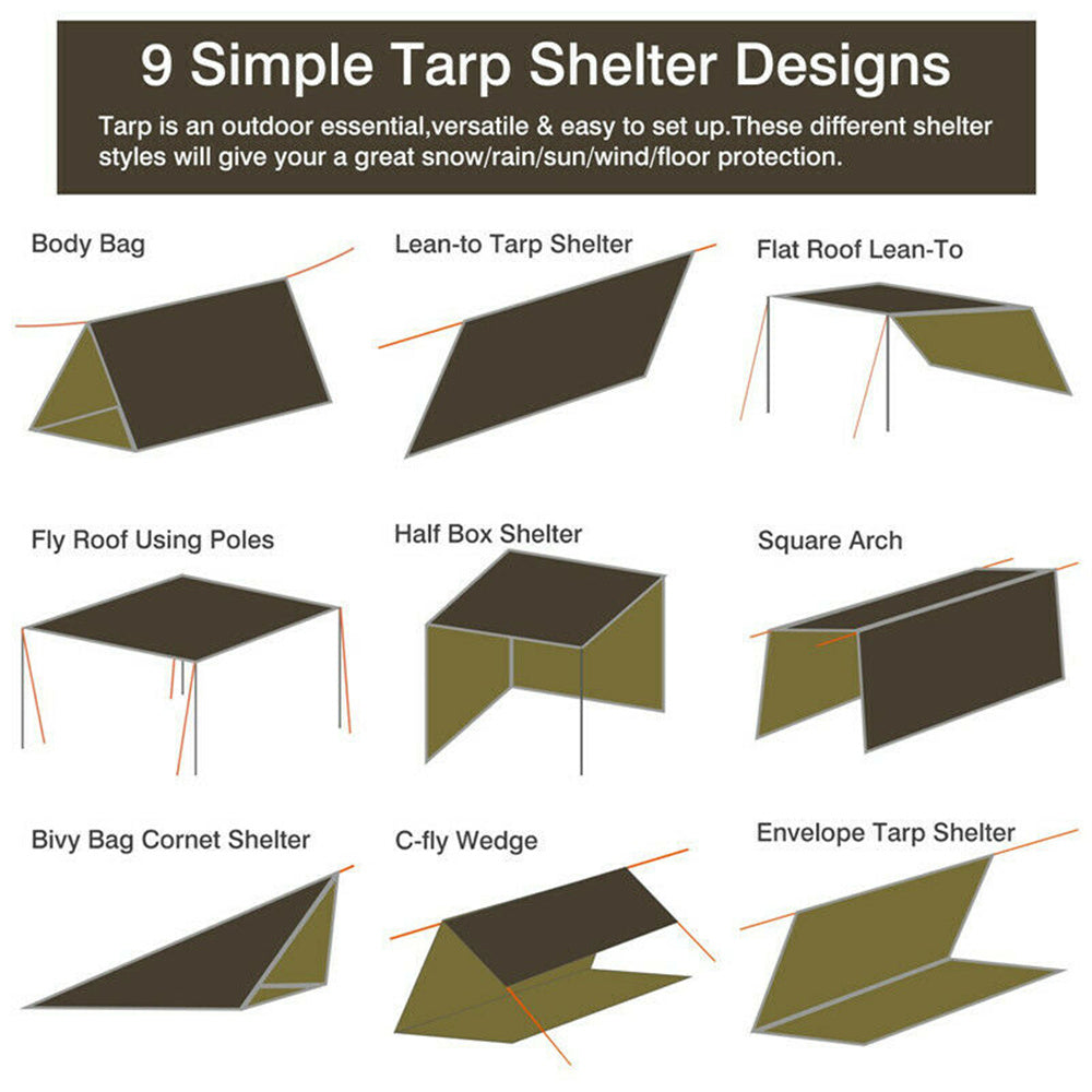 "Hammock Tarp, Waterproof Hammock Tent - Rain Tarp for Camping Hammock - Camping Gear Must Haves w/ Easy Set Up Including Floor Nails ,Ropes and Carry Bag - Blue"